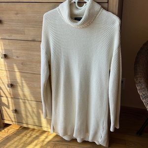 Lands' End cotton chunky knit off-white turtleneck sweater
